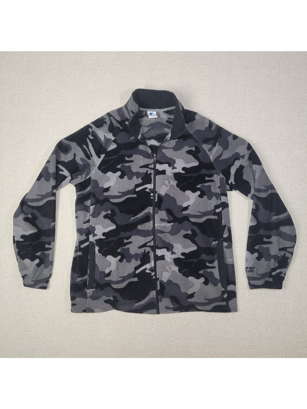 Vintage Starter Fleece Camo Zip Front Streetwear Jacket Mens L